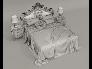 Classic Style Bed Set 28 3D Model