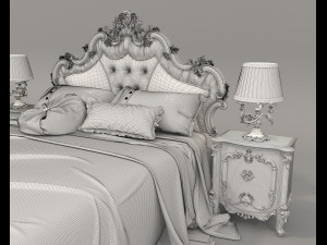 Classic Style Bed Set 28 Modèle 3D