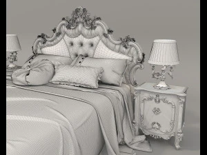 Classic Style Bed Set 28 3D Model