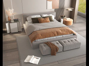 Modern Bedroom Interior Scene 24 3D Model