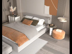 Modern Bedroom Interior Scene 24 3D Model