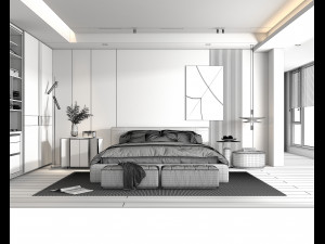 Modern Bedroom Interior Scene 24 Modello 3D