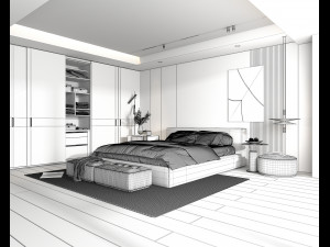 Modern Bedroom Interior Scene 24 Modello 3D