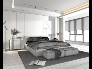 Modern Bedroom Interior Scene 24 Modello 3D