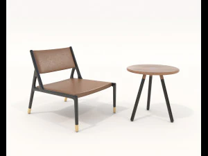 Nowoczesny stolik kawowy i fotel 5 Model 3D