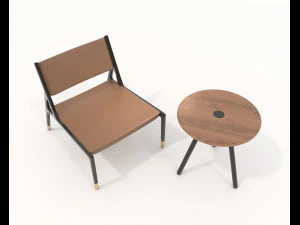 Modern Coffee Table and Armchair 5 3D Model