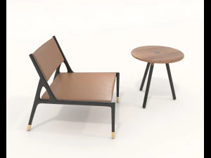 Modern Coffee Table and Armchair 5 3D Model
