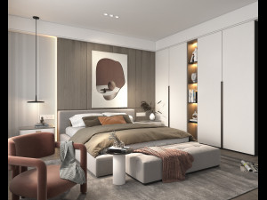Modern Bedroom Interior Scene 25 3D Model