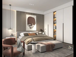 Modern Bedroom Interior Scene 25 3D Model