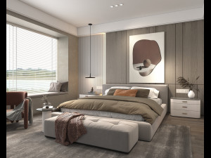 Modern Bedroom Interior Scene 25 3D Model