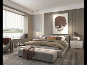 Modern Bedroom Interior Scene 25 3D Model