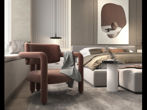 Modern Bedroom Interior Scene 25 3D Model