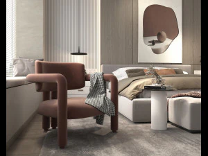 Modern Bedroom Interior Scene 25 3D Model