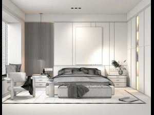 Modern Bedroom Interior Scene 25 3D Model