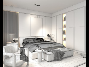 Modern Bedroom Interior Scene 25 3D Model