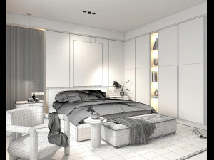 Modern Bedroom Interior Scene 25 3D Model
