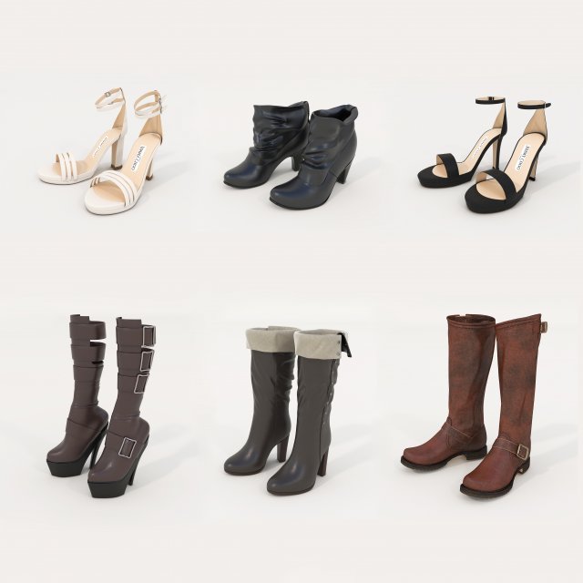 Women Shoes Collection 11 3D Model .c4d .max .obj .3ds .fbx .stl .blend 