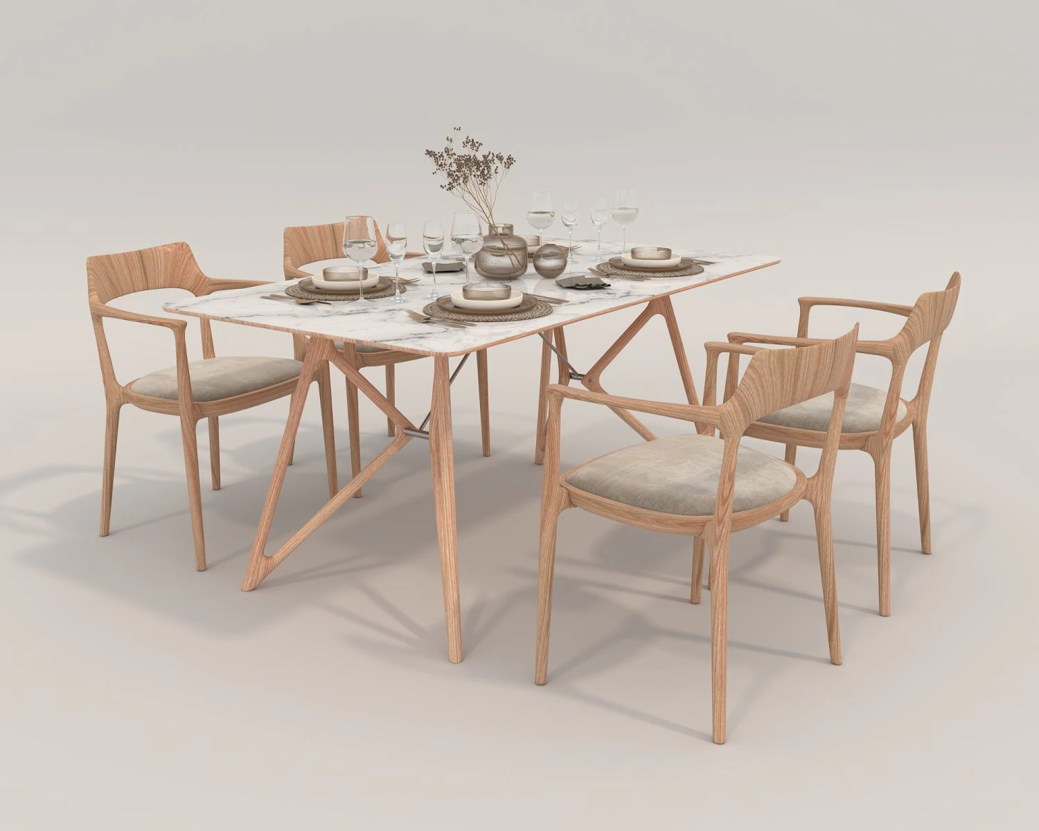Mesa de comedor y sillas 3 Modelo 3D .c4d .max .obj .3ds .fbx .stl .blend 