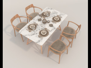 Dining Table and Chairs 3 3D Model