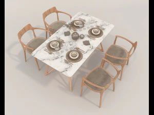 Mesa de comedor y sillas 3 Modelo 3D