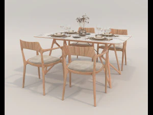 Mesa de comedor y sillas 3 Modelo 3D