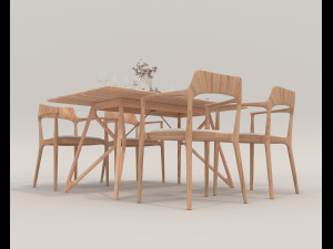 Dining Table and Chairs 3 3D Model