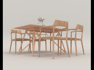 Mesa de comedor y sillas 3 Modelo 3D