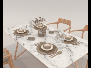 Dining Table and Chairs 3 3D Model