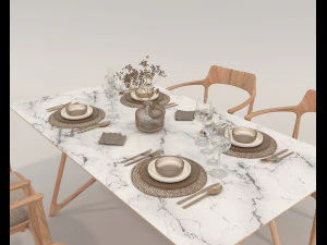 Mesa de comedor y sillas 3 Modelo 3D