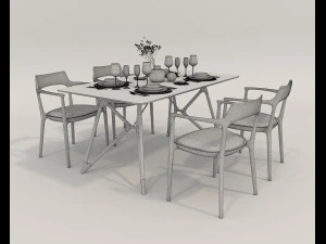 Mesa de comedor y sillas 3 Modelo 3D