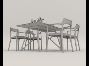 Dining Table and Chairs 3 3D Model