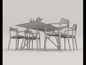 Mesa de comedor y sillas 3 Modelo 3D