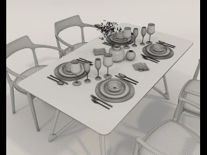 Mesa de comedor y sillas 3 Modelo 3D