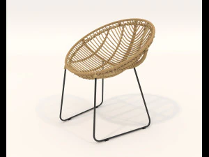 Rattan Table and Chairs Set 2 3D Model