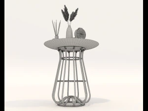 Rattan Table and Chairs Set 2 3D Model
