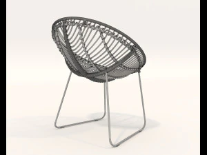 Rattan Table and Chairs Set 2 3D Model