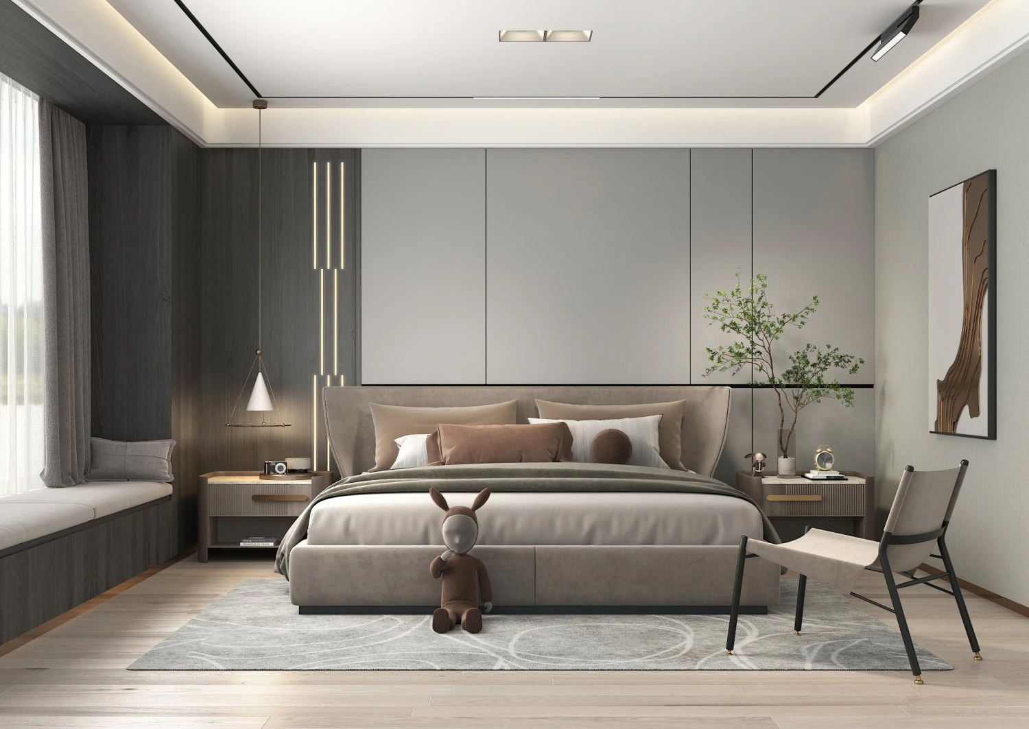 Modern Bedroom Interior Scene 26 3D Model .c4d .max .obj .3ds .fbx .stl .blend 