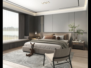 Modern Bedroom Interior Scene 26 3D Модель