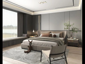 Modern Bedroom Interior Scene 26 3D Model