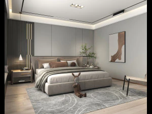 Modern Bedroom Interior Scene 26 3D Model