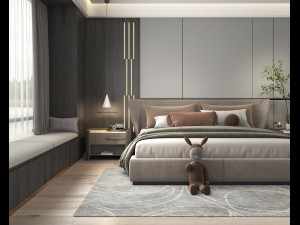 Modern Bedroom Interior Scene 26 3D Модель