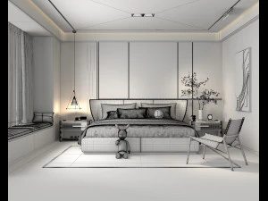 Modern Bedroom Interior Scene 26 3D Model