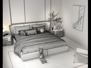 Modern Bedroom Interior Scene 26 3D Модель