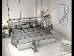 Modern Bedroom Interior Scene 26 3D Model