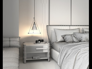 Modern Bedroom Interior Scene 26 3D Модель