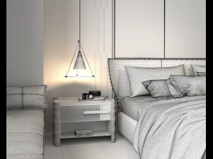 Modern Bedroom Interior Scene 26 3D Model