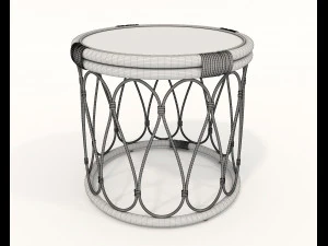 Rattan Table and Chairs Set 3 3D Model