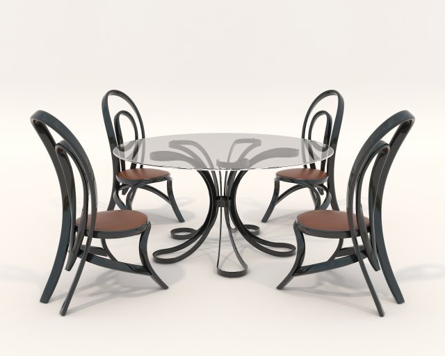 Contemporary Style Table and Chairs 14 3D Модель .c4d .max .obj .3ds .fbx .stl .blend