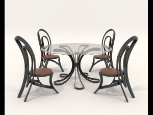 Contemporary Style Table and Chairs 14 3D Model