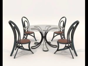 Tavolo e Sedie in Stile Contemporaneo 14 Modello 3D